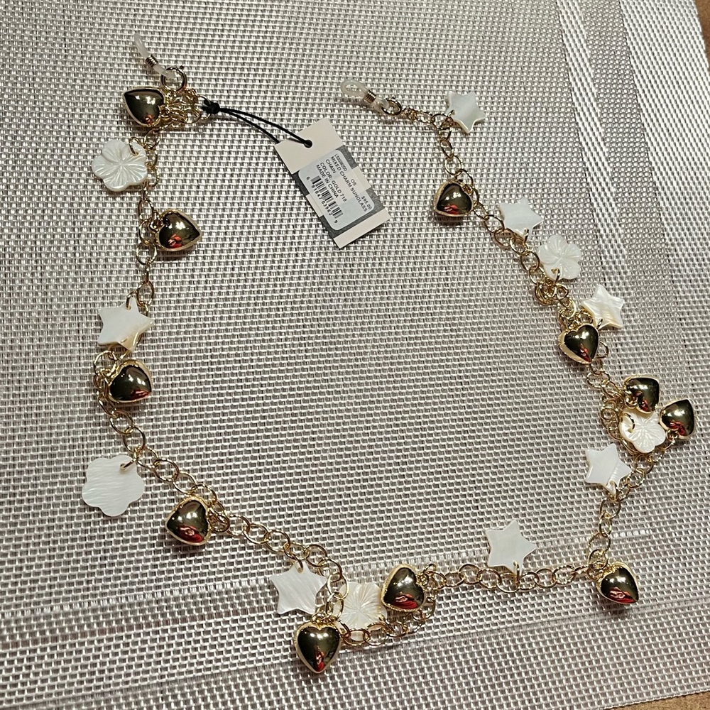 LELE SADOUGHI NWT AUTHENTIC GOLD MIXED CHARM NECKLACE & SUNGLASSES CHAIN